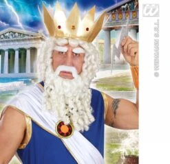 Pruik Zeus Met Baard, Snor En Wenkbrauwen