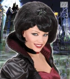 Pruik Zwarte Weduwe Met Spin