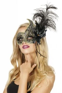 Venetiaanse Masker Met 2 Punten Zwart