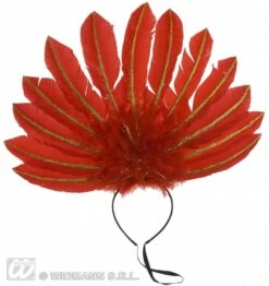 Veren Hoofdband Rood Met Gouden Glitter